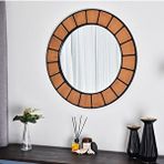 DFN Wood Dfn Wood Terra 70x70 Cm Yuvarlak Dekoratif Duvar Salon Konsol Banyo Aynası Kahverengi
