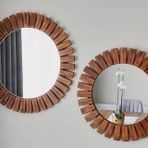 Dfn Wood İkili Yuvarlak Dekoratif Duvar Aynası, 70X70