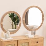 Dfn Wood Jut Halatlı 2'Li Yuvarlak Dekoratif Duvar Salon Banyo Aynası 70,60 Cm Çap