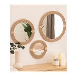 Dfn Wood Jut Halatlı 3'Lü Yuvarlak Dekoratif Duvar Salon Banyo Aynası 50,40,30 Cm Çap