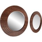 Dfn Wood Kahverengi Mdf Yuvarlak Duvar Salon Banyo Aynası