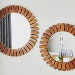 Dfn Wood Masif Ahşap Yuvarlak Dekoratif Duvar Aynası
