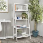 Dfn Wood Merdiven 4 Katlı Beyaz Kitaplık