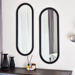 Dfn Wood Ovaline Oval Siyah İkili Konsol Aynası, 35X95 Cm