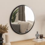 Dfn Wood Siyah Mdf Yuvarlak Duvar Salon Banyo Aynası - 50 cm
