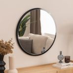 Dfn Wood Siyah Mdf Yuvarlak Duvar Salon Banyo Aynası 60 Cm Çap