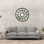 Dfn Wood Siyah Pencere Yuvarlak Duvar Salon Antre Aynası 80 Cm Çap