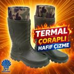Dft Yeşil Eva Termal Çoraplı Konçlu Çizme