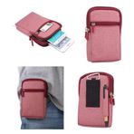 DFVmobile - Carabiner için tasarlanmış BlackBerry Pasaport 4G Kapanış Evrensel Çok Fonksiyonlu Dikey Çizgili Kılıfı Çanta Kılıf Fermuar - Kırmızı (17 x 10,5 cm)