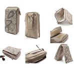 DFVmobile - Çok Fonksiyonlu Dikey Çizgili Kılıfı Çanta Kılıf Fermuar Carabiner için tasarlanmış Ateşböceği Gezici Allure 64 Kapanış - BEIGE (16 x 9.5 cm)