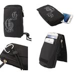 DFVmobile - Çok Fonksiyonlu Dikey Çizgili Kılıfı Çanta Kılıf Fermuar Kapanış Karabina için tasarlanmış Ateşböceği Gezici Allure 64 - Siyah (16 x 9.5 cm)