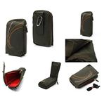 DFVmobile - Çok Fonksiyonlu Dikey Çizgili Kılıfı Çanta Kılıf Fermuar Kapanış Karabina için tasarlanmış Microsoft Lumia 540 - Yeşil (16 x 9.5 cm)