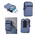 DFVmobile - Evrensel Çok Fonksiyonlu Dikey Çizgili Kılıfı Çanta Kılıf Fermuar Kapanış Karabina için tasarlanmış Nokia 100 Telefon - Mavi (17 x 10,5 cm)
