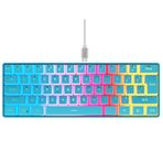 DGG %60 Kablolu Oyun Klavyesi, Yarı Saydam Katmanlı Puding Keycaps, RGB Arkadan Aydınlatmalı Ultra Kompakt Küçük Klavye, PC/Mac Oyuncuları için Su Geçirmez Mini Kompakt 61 Tuşlu Klavye, Daktilo,