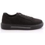 DGN 1593 Erkek Lastik Detayli Düz Taban Sneakers Ayakkabı - Siyah Nubuk