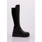 DGN 22535-22K Kadin Kalin Taban Fermuarli Knee High Çizme - Siyah