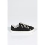 Dgn 2475 Kadin Taş Ip Bağcikli Sneaker Ayakkabi - Siyah Nubuk