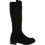 DGN 501 KADIN ARKASI STRETCH YANI FERMUARLI KNEE HİGH FLATS ÇİZME - Siyah Süet