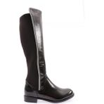 DGN 508-22K Kadin Arkasi Stretch Yan Taşli Şerit Knee High Flats Çizme - Siyah Rugan
