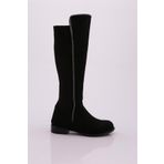 DGN 508 Kadın Arkası Stretch Yan Taşlı Şerit Knee High Flats Çizme