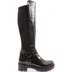 Dgn 607-22K Kadin Bilek Tokali Zincir Detayli Arkasi Stretch Knee High Flats Çizme