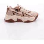 DGN 65135 Kadin Kalin Taban Spor Ayakkabi - Bej - Rose - Leopar