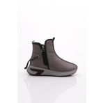 Dgn 685-1 Kadin Kalin Taban Fermuar Detayli Silver Taşli Bot