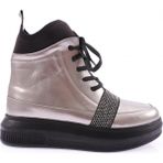 Dgn 970 Kadin Strech Detayli Silver Taş Bantli Bot - Platin