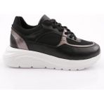 DGN ES868 Kadın Kalin Taban File Detayli Sneakers Ayakkabı - Siyah