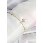 DGY STORE EmrBXebBB8244 Yonca Model Zirkon Taşlı Gold Renk Asansörlü Su Yolu Bileklik