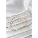 DGY STORE EmrBXebBB8261 Yıldızlı Model Pirinç Gold Renk Kadın Bileklik