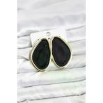 DGY STORE EmrBXebBKP11596 Pirinç Siyah Mineli Damla Model Vintage Plaka Kadın Küpe