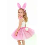 DGY STORE EmrK75T98475 Kız Çocuk Pembe Tavşan Kulaklı Kostüm Seti – Tütü, Taç, Papyon, Ponpon