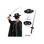 DGY STORE mepaSM-SM-SMRE103G002 Zorro Kostüm Seti 3’Lü Çocuk – Şapka, Maske Ve Kılıç