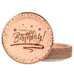 DHAIQC Kağıt tabak pembe altın 50 adet, kağıt tabak doğum günü parti tabağı 23 cm pembe altın kenarlı tek kullanımlık tabak kağıt tabak çocuk doğum günü parti tabak (doğum günü pembe, 23 cm)