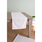 DHARMONYCO Bej Sütlü Kahve Çizgili Yıkanmış Ham Keten Runner %100 Organik 40 X 145