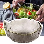 DHQDHQ Düzensiz Stil Buzdağı Cam Kasesi Küre Kenarlı Şeffaf Salata Meyve Çorbası Tatlı Atıştırmalık Yiyecekler Karıştırma Kasesi Çay Yıkama Büyük Öğle Yemeği Bento Kutusu Dekorasyon Sofra Takımı, Gri-13 cm × 6 cm