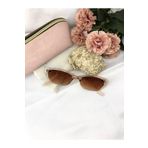 Di Caprio Tery Cat Eye Vintage Retro Kemik Şeffaf Açık Kahve Kadın Güneş Gözlüğü