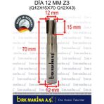 Dia 12 mm Z3 Düz Freze ( KOMPAKT KESİM UCU )