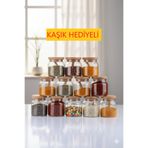 Dia Bambu Vakum Kapaklı Ve Kaşıklı 12'li Lüx Baharat Takımı 300 ml