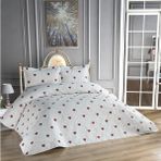 DİA BELLA Love Çift Kişilik Yatak Örtüsü 3 Parça Çift Taraflı Pamuk Polyester Geometrik Desen 230 x 250 cm - Beyaz