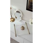 Dia Gold Metal Kulplu 25x21 Kare Pleksi Tepsi & Cam Lokumluk - Kahve Yanı Sunum Seti