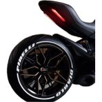 Diablo + Şerit Motorsiklet Lastik Yazısı Stickeri 15-21 İnç Arası Uyumlu Lastik Stiker - Standart - Renkli