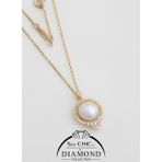 Diamond Collection 14 K Sarı Altın 0,10 Karat Pırlanta Doğal İnci Kolye