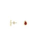 Diamond Line-Gülaylar 14 Ayar Altın Bordo Kırmızı Mineli Minimal Renkli Damla Küpe