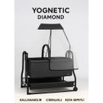 Diamond Sallanabilir Oyuncaklı Portatif Bebek Beşiği | Silinebilir Kumaş Alüminyum Gövde Sepet Beşik - Antrasit