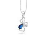 Diamond Serisi Safir Damla Kalp Cicek Gumus Kadin Kolye