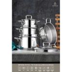 Diamond Strainer 8 Parça Süzgeçli Cam Kapaklı Çelik Tencere Seti