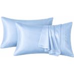 Diamond Touch Mat 100% Pamuk Saten Yastık Kılıfı - Bebe Mavisi - 50 x 70