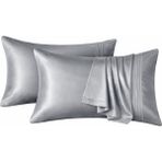 Diamond Touch Mat 100% Pamuk Saten Yastık Kılıfı - Metalik Gri - 50 x 70